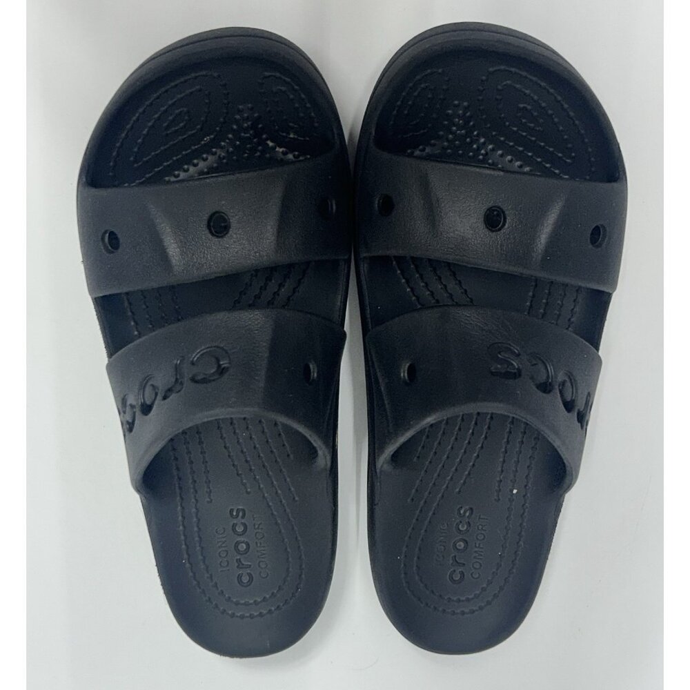 Crocs Baya Platform Double Strap Sandals Women's Size 6 Black Comfort Slip On - Picture 4 of 8